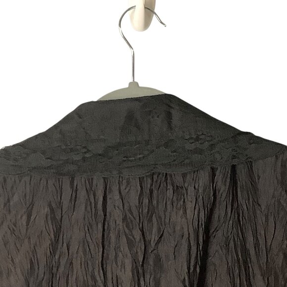 Vtg Lynn Ritchie Black 100% Silk Lace Trim Open Front Blazer Jacket Women XL - Picture 7 of 10